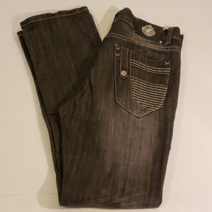 Kaalu Euro Mens Black Jeans Dark Wash Distressed